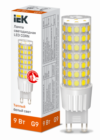 Лампа светодиодная CORN капсула 9Вт 230В 3000К керамика G9 IEK – №1