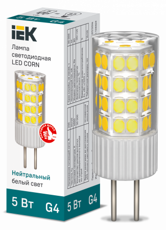 Лампа светодиодная CORN капсула 5Вт 230В 4000К керамика G4 IEK – №1